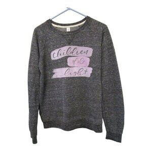 Jerzees Size Small Womens Gray with Pink Lettering Sweatshirt. #Q-7